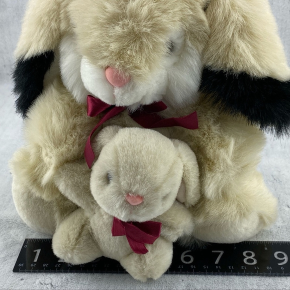 Aurora Bunny Rabbit and Baby Vintage Plush 1989 Solid Stuffed Teddy Bear Soft - Picture 10 of 14